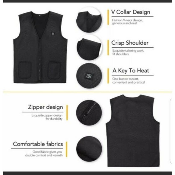 Heated Vest Warm Smart Electric USB Jacket Men Women Heating Thermal Medium - Picture 5 of 11